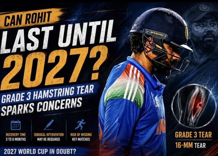 16-mm grade 3 hamstring tear could leave Rohit Sharma’s workload in doubt